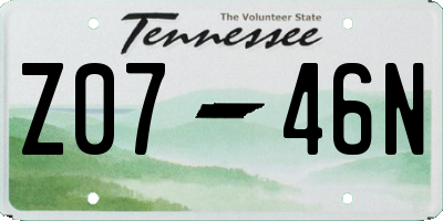 TN license plate Z0746N