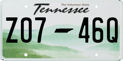 TN license plate Z0746Q
