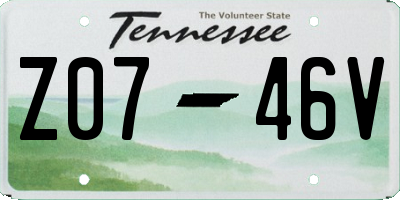 TN license plate Z0746V