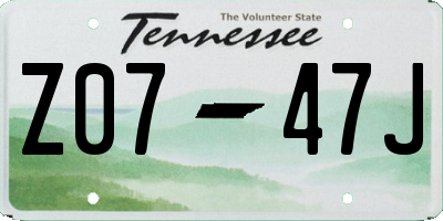 TN license plate Z0747J