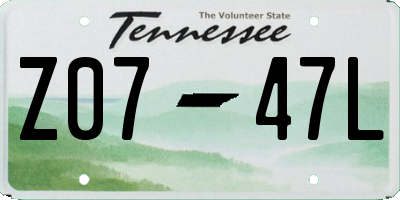 TN license plate Z0747L