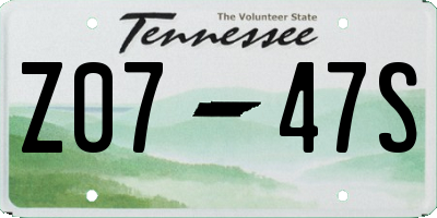 TN license plate Z0747S