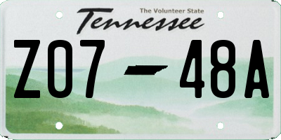 TN license plate Z0748A