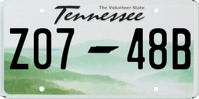 TN license plate Z0748B