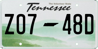 TN license plate Z0748D