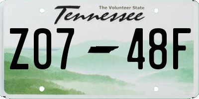 TN license plate Z0748F