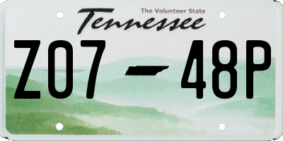 TN license plate Z0748P