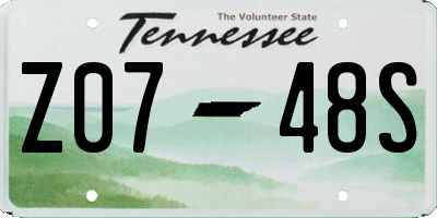 TN license plate Z0748S