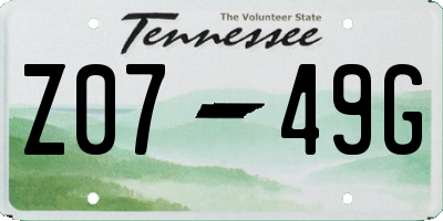 TN license plate Z0749G