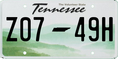 TN license plate Z0749H