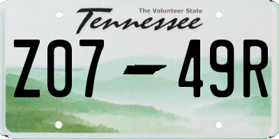 TN license plate Z0749R