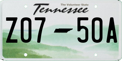 TN license plate Z0750A