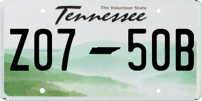 TN license plate Z0750B