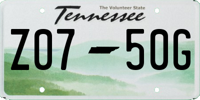 TN license plate Z0750G