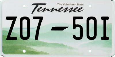 TN license plate Z0750I
