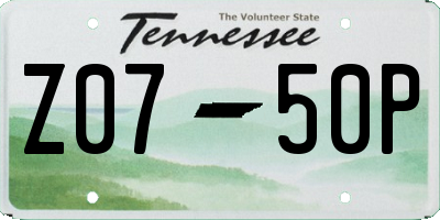 TN license plate Z0750P