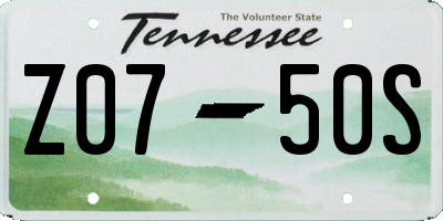 TN license plate Z0750S