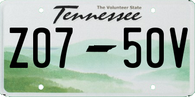 TN license plate Z0750V