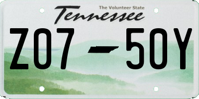 TN license plate Z0750Y