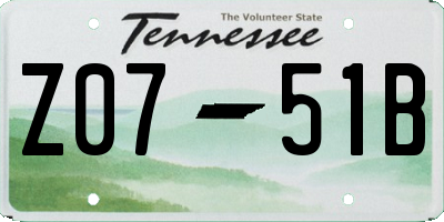 TN license plate Z0751B