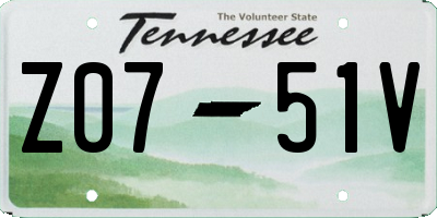 TN license plate Z0751V
