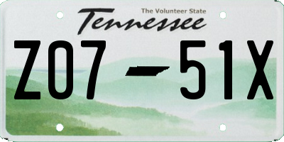 TN license plate Z0751X