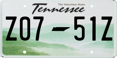 TN license plate Z0751Z