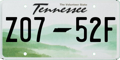 TN license plate Z0752F
