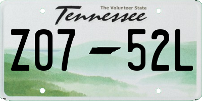 TN license plate Z0752L