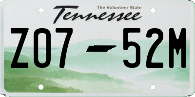 TN license plate Z0752M