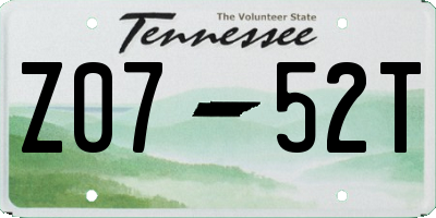 TN license plate Z0752T
