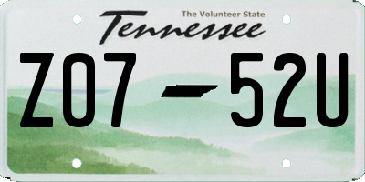 TN license plate Z0752U
