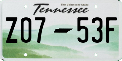 TN license plate Z0753F