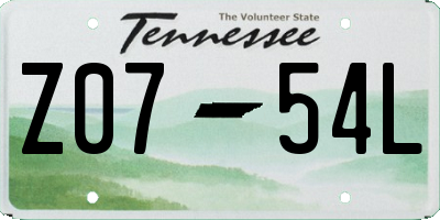 TN license plate Z0754L