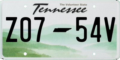 TN license plate Z0754V