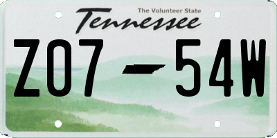 TN license plate Z0754W