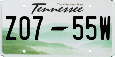 TN license plate Z0755W