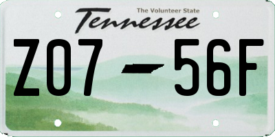TN license plate Z0756F