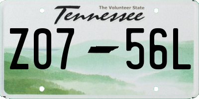 TN license plate Z0756L