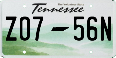 TN license plate Z0756N