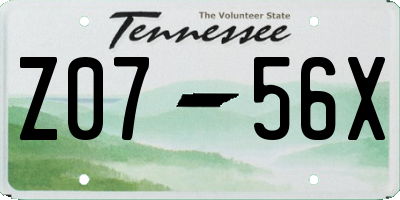 TN license plate Z0756X