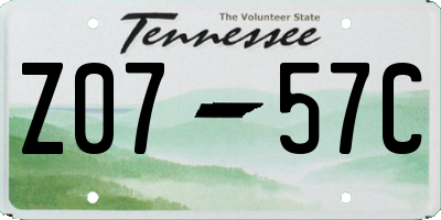 TN license plate Z0757C