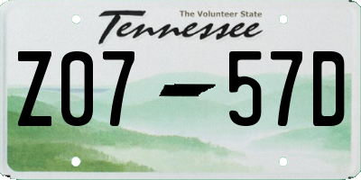 TN license plate Z0757D