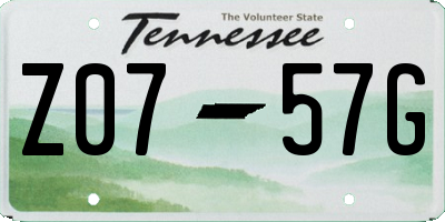 TN license plate Z0757G