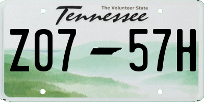 TN license plate Z0757H