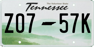 TN license plate Z0757K