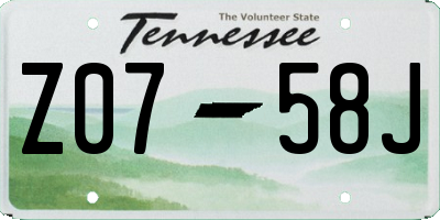 TN license plate Z0758J