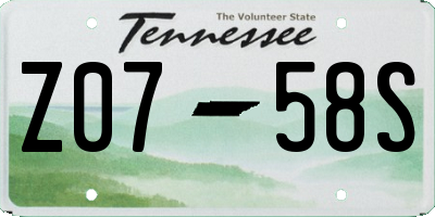 TN license plate Z0758S