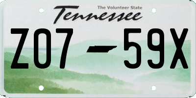 TN license plate Z0759X