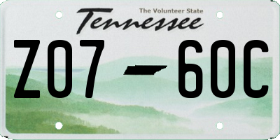 TN license plate Z0760C